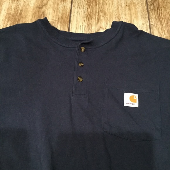 Mens Carhartt Loose Fit Long Sleeve Shirt Pocket Logo Dark Blue Size Large. - Picture 3 of 6